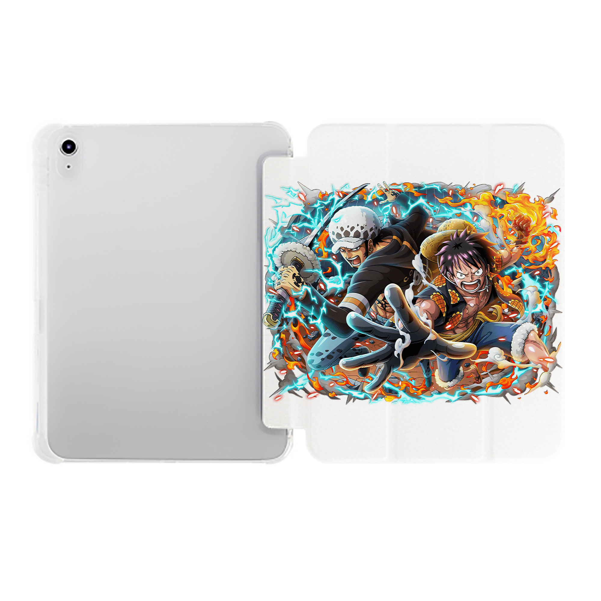 （画像用） ワンピース モンキー・D・ルフィ ONE PIECE Monkey D. Luffy IPad ケース ペン収納付き 三つ折りスタンド PUレザー×シリコン 対応機種9.5/10.5/10.9インチ